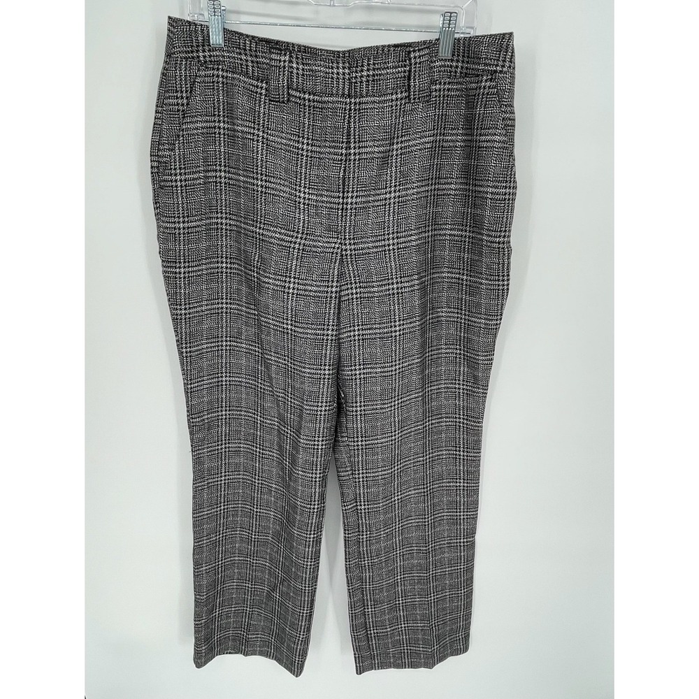 Worthington Women's Black Plaid Metallic Straight Leg Dress Pants Size 10